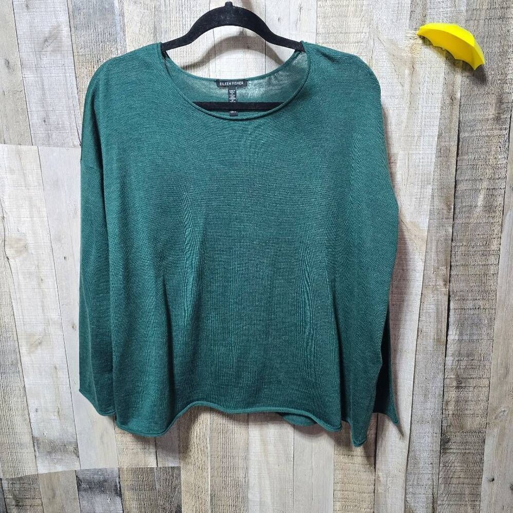 Eileen Fisher Merino Wool Green Boxy Oversized Knit Top